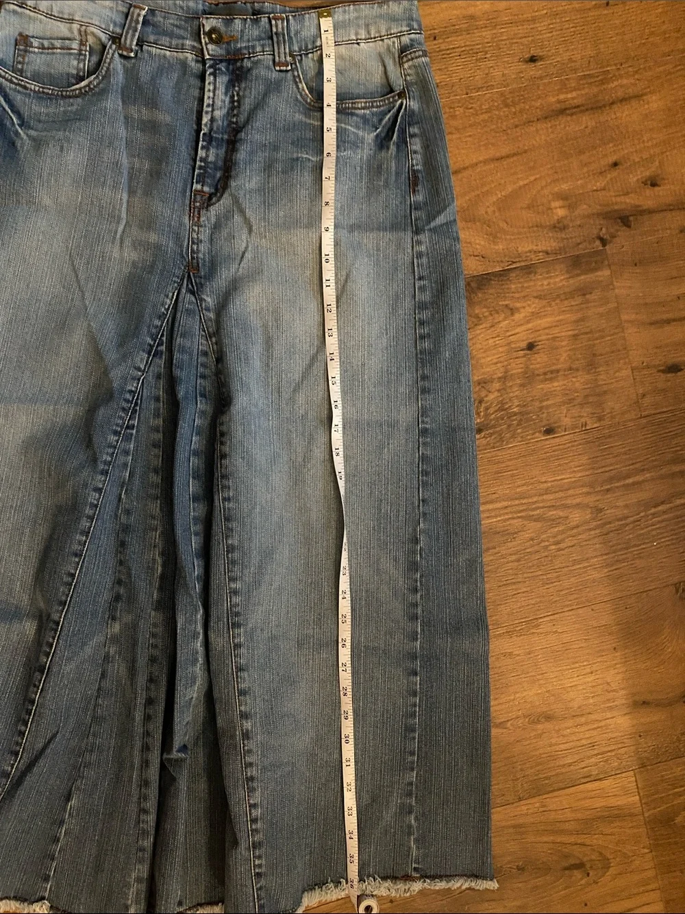 Denim Panel Jeanstar Maxi Skirt in Light Blue
